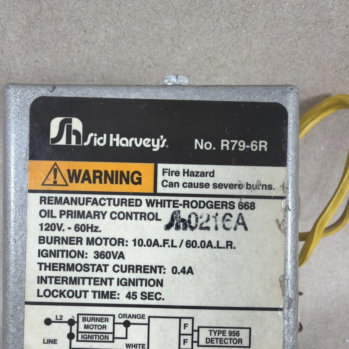 🔥 Sid Harvey's Oil Primary Control Unit R79-6R White Rogers Relay 0216A