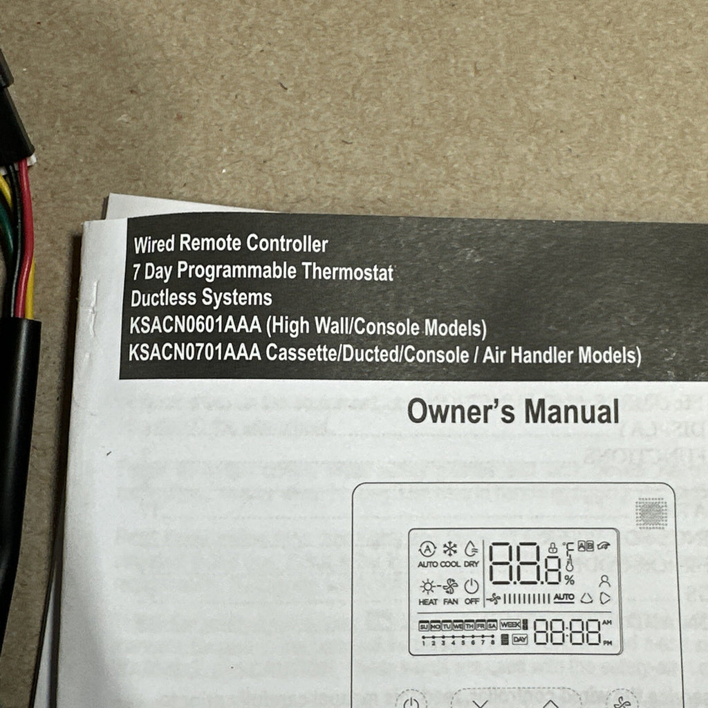 HVAC KSACN0601AAA Wired Remote Control 7 Day programmable Thermostat Carrier
