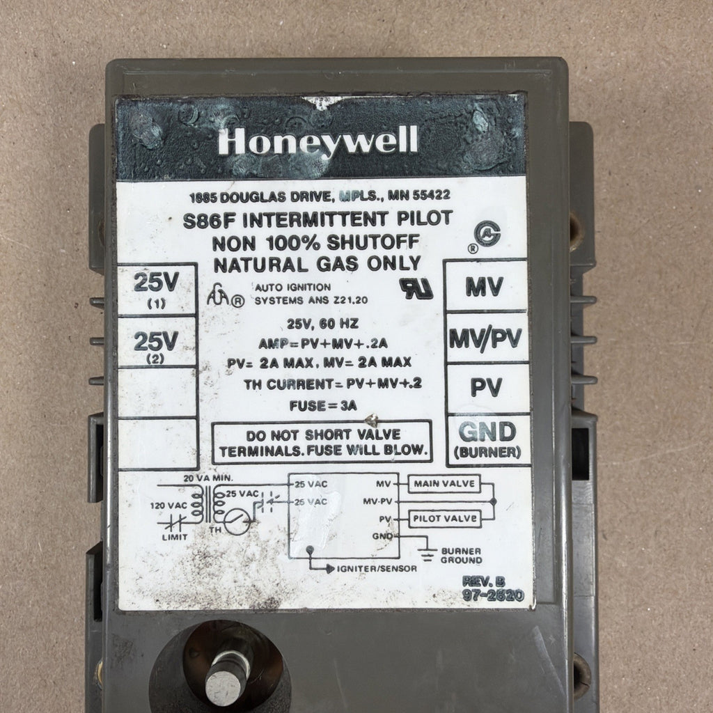 🔥🔥 Honeywell S86F Intermittent Pilot Control Non 100% Shutoff Nat. Gas 25V