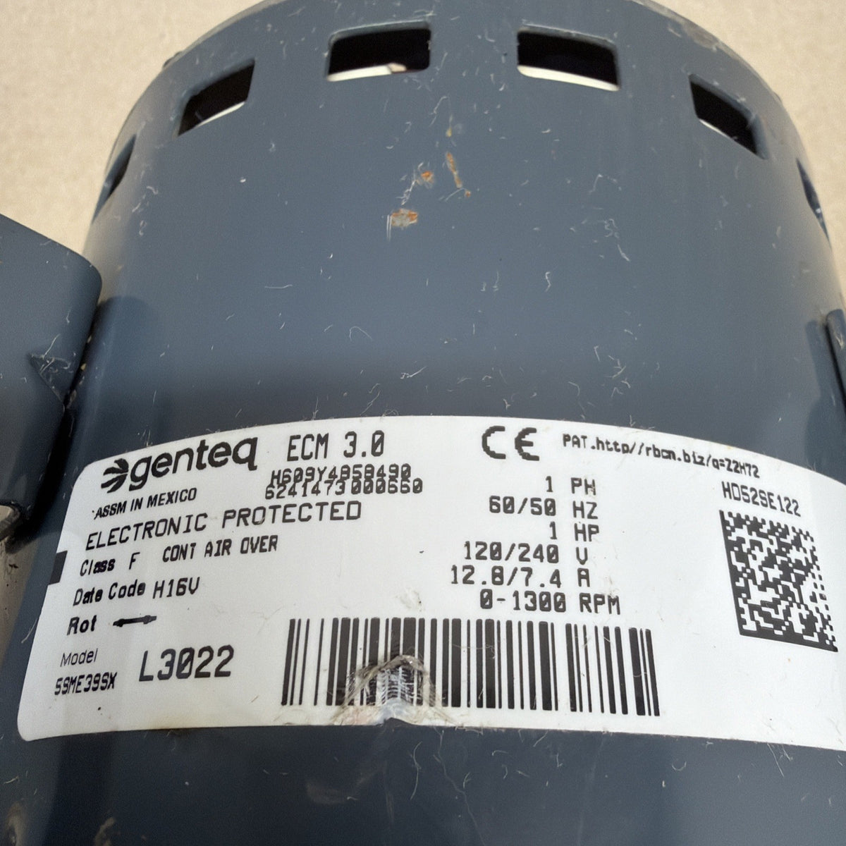 ✅ GENTEQ 5SME39SXL3022 ECM 3.0 Blower Motor 1HP 120/240V HD52SE122 GC17