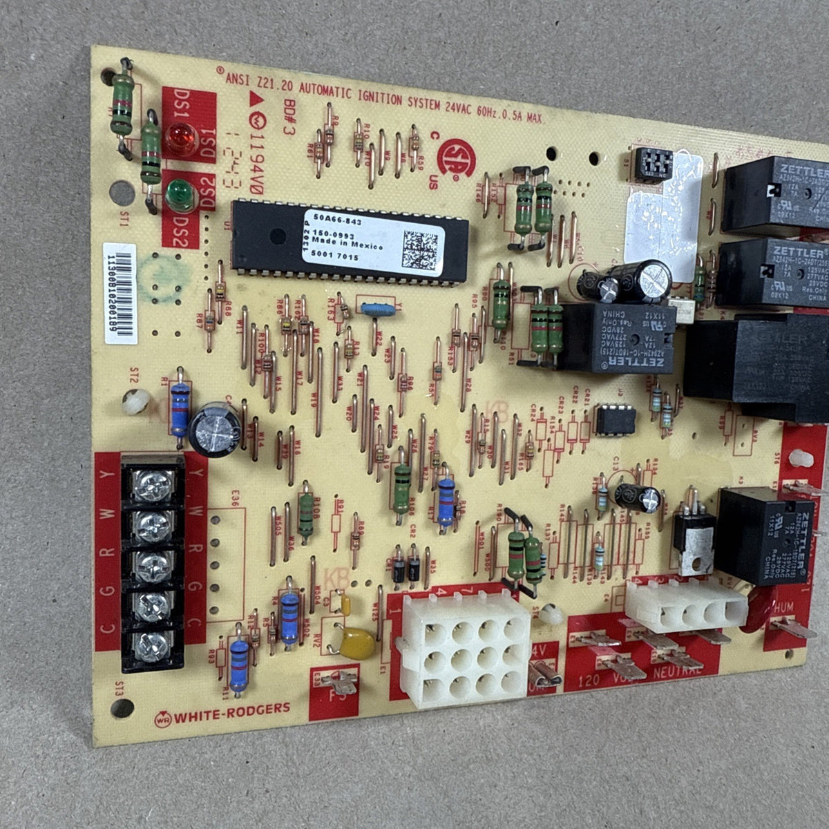 🔥 White Rodgers EMERSON 50A66-843 Furnace Control Circuit Board 150-0993 (L32)