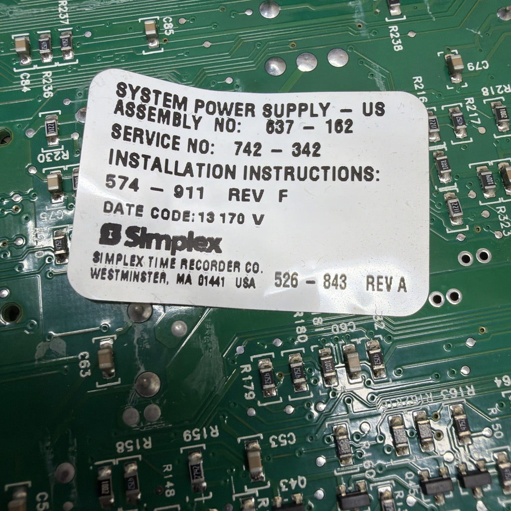 ✅. Simplex 566-071 4100-5111 4100U/ES System Power Supply  Board 637-162 742-342