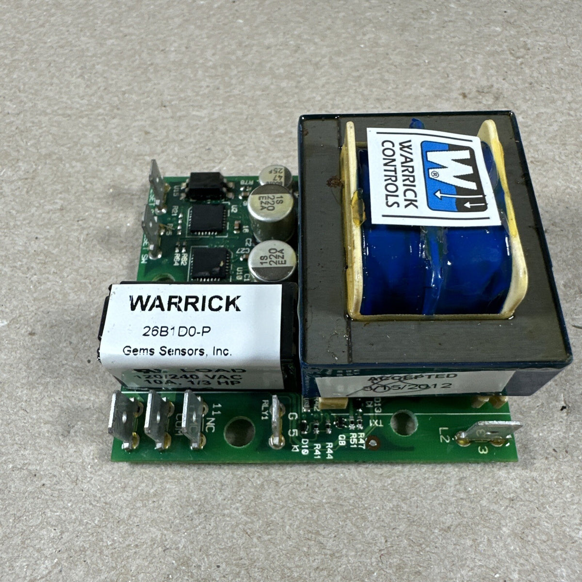 Warrick-Gems Sensors & Controls 26B1D0P 10Kohm 1NO/1NC LWCO W/PushBtn