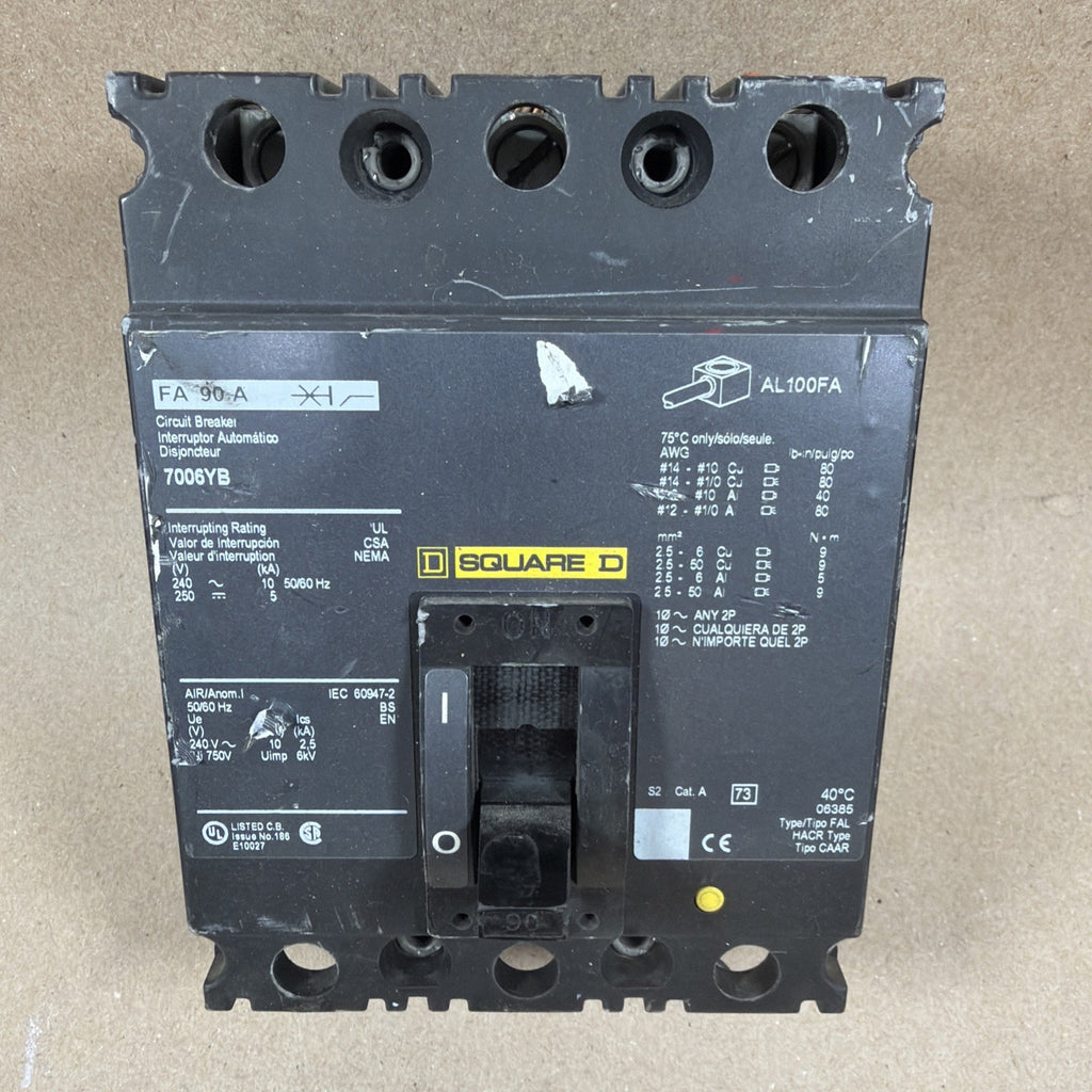 TESTED🔥 SQUARE D FH 90 A 3 pole 90 amp 600v AL100FA Switch 7006YB