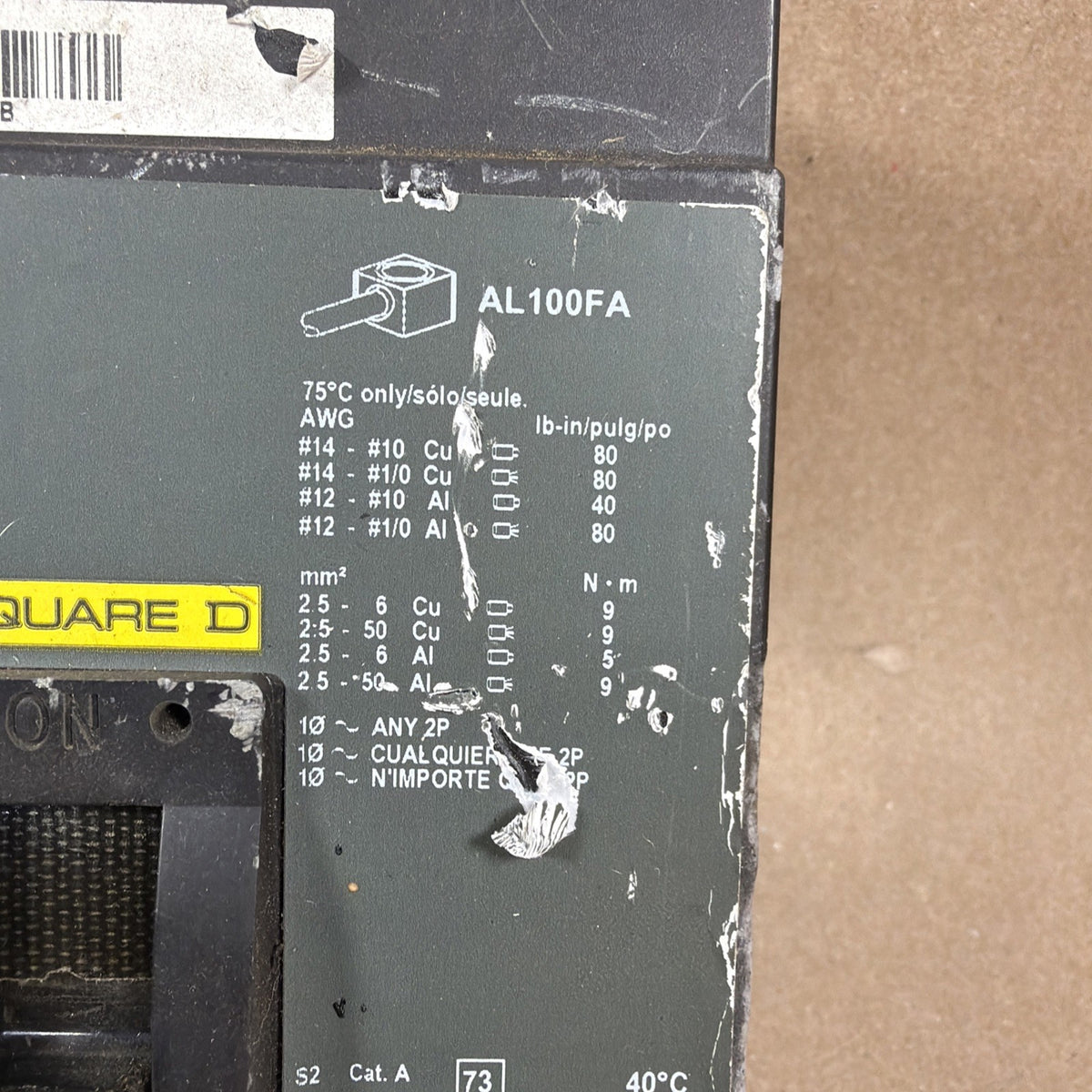 TESTED🔥 SQUARE D FH 100 A 3 pole 40amp 600v Molded Case Switch 7202YB