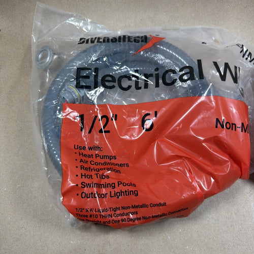 (LOT 2) DiversiTech Flexible Electrical Whip Non-Metallic 12 AWG PVC 1/2" 6 ft
