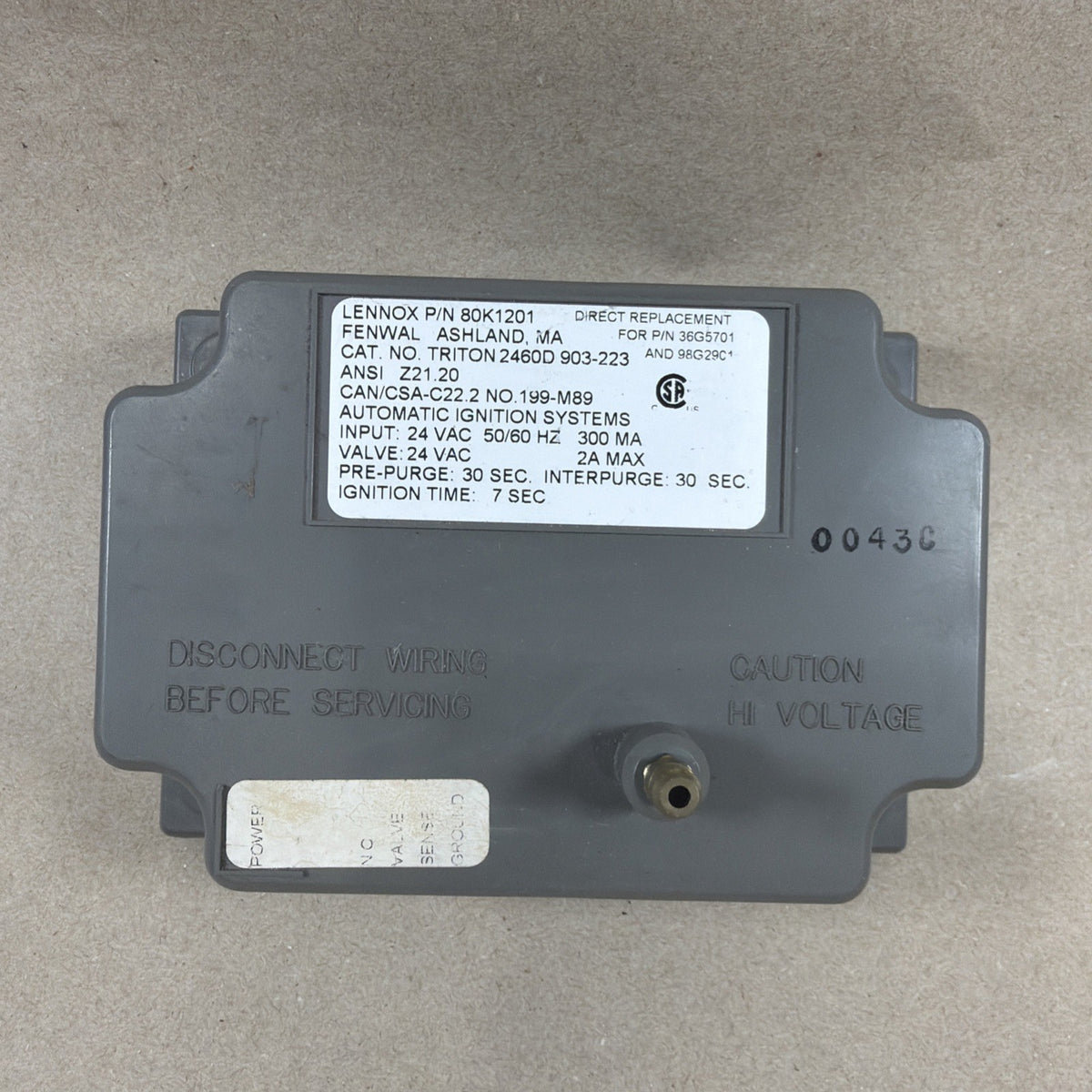 🔥🔥 LENNOX 80K1201 Ignition Control Module FENWAL 35-605903-223 36G5701 (N11)