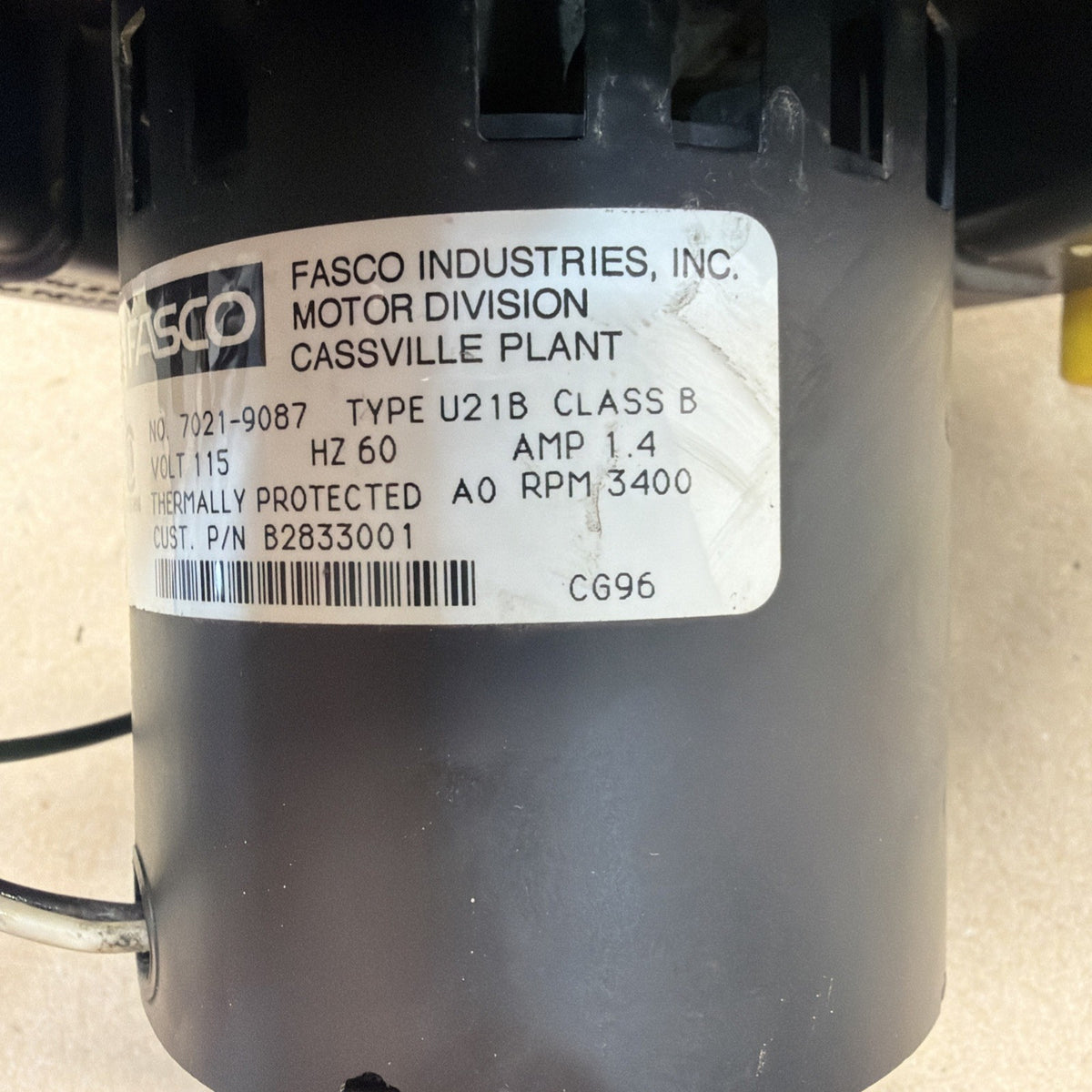 TESTED✅ FASCO 7021-9087 Draft Inducer Blower Motor B2833001 115V 3400RPM