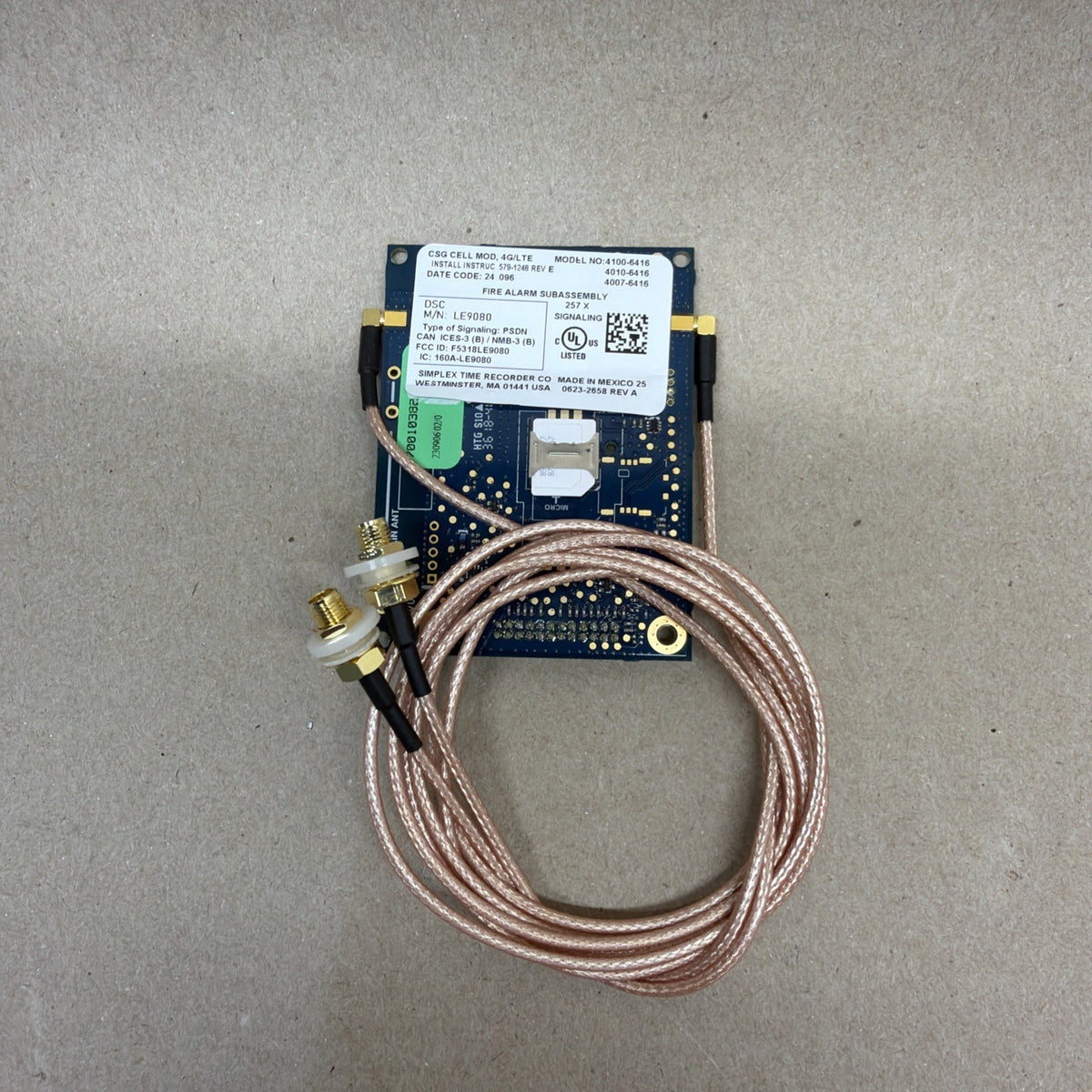 ✅. Simplex 4100-6416 CSG CELL MODULE Fire And Burglar Alarm 579-1248 REV E