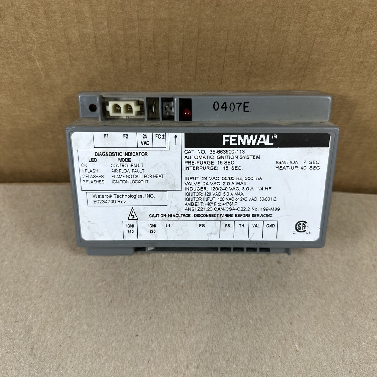 TESTED 🔥 FENWAL 35-663900-113 Automatic Ignition System E0234700. (H13)