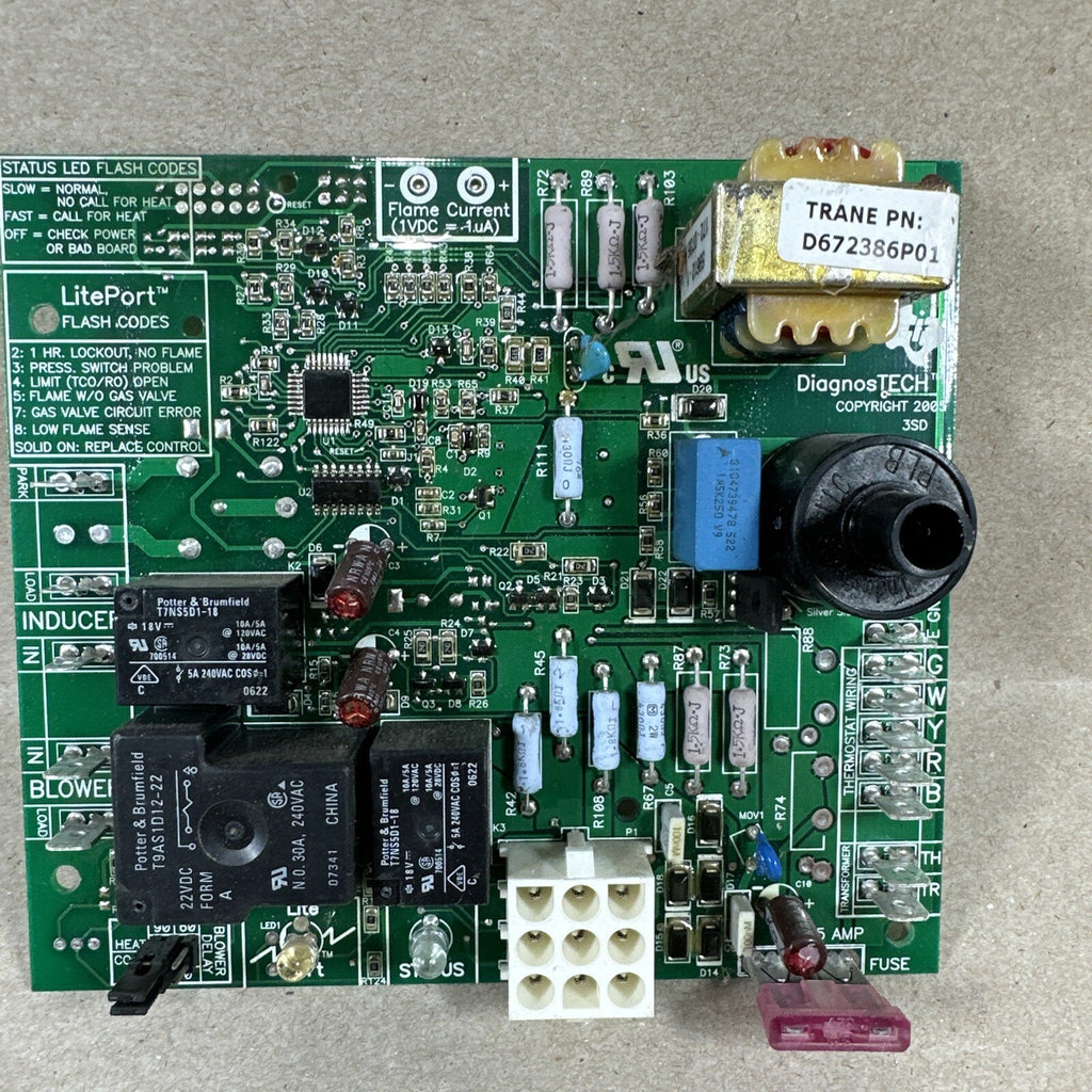 TESTED🔥 TRANE D672386P01 Furnace Control Circuit Board used (L5)