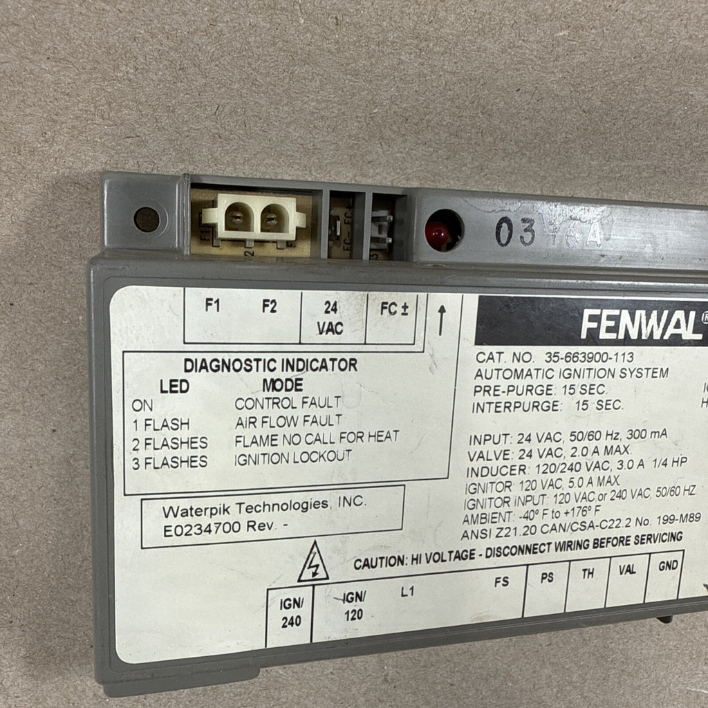 TESTED🔥🔥  FENWAL 35-663900-113 Automatic Ignition System E0234700. (D150)