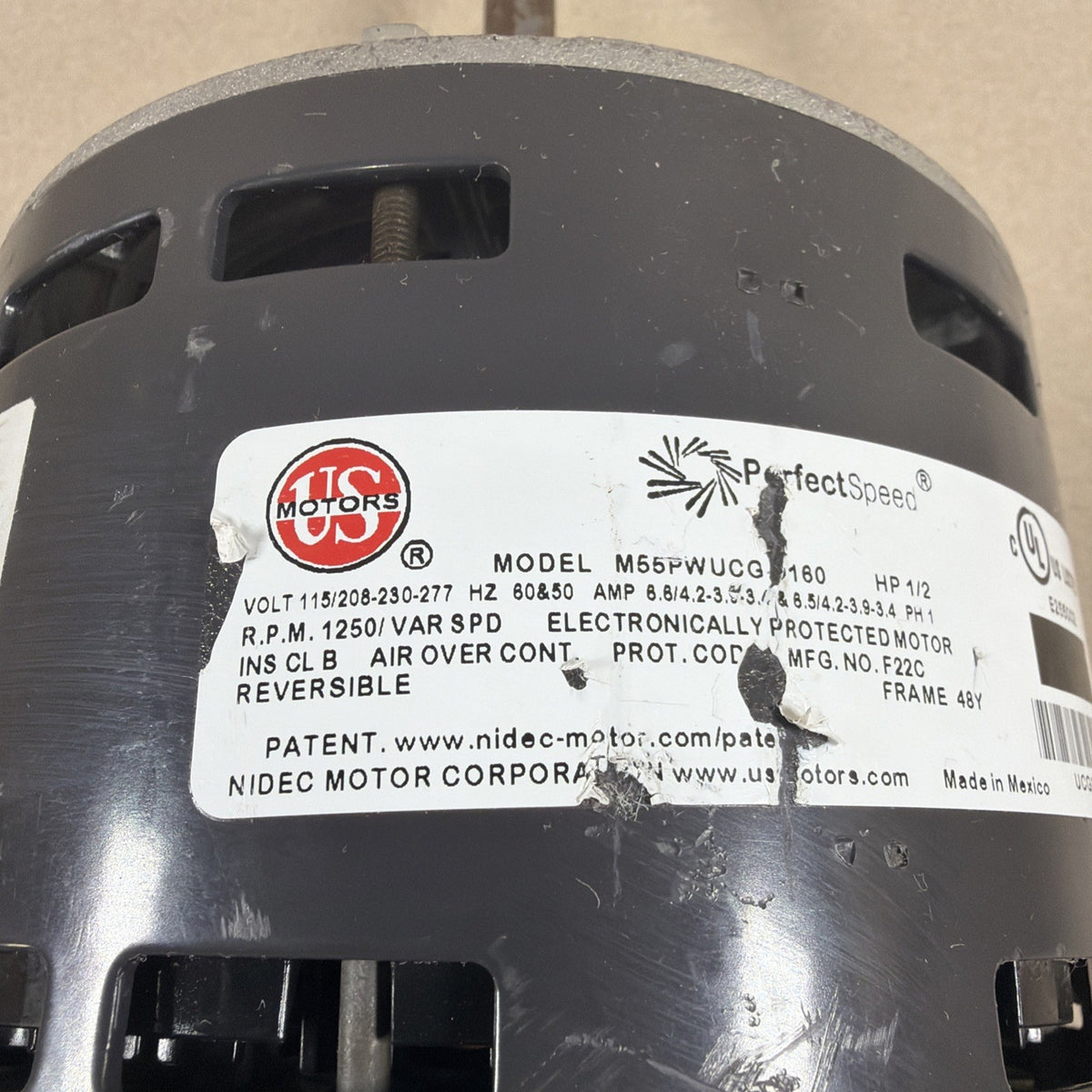 TESTED🔥 US Motors PerfectSpeed M55PWUCG-0160 ECM Blower Motor 1/2HP 115/208-230