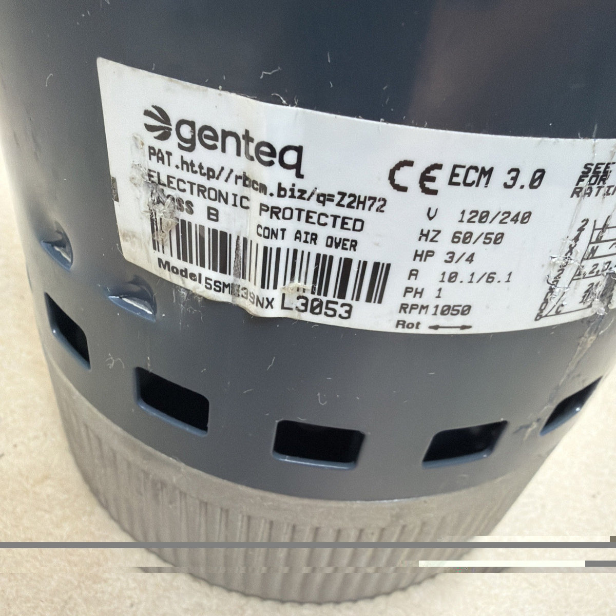 TESTED🔥 5SME39NXL3053 Genteq ECM 3.0 Blower Motor 3/4HP 101564-03 GC02
