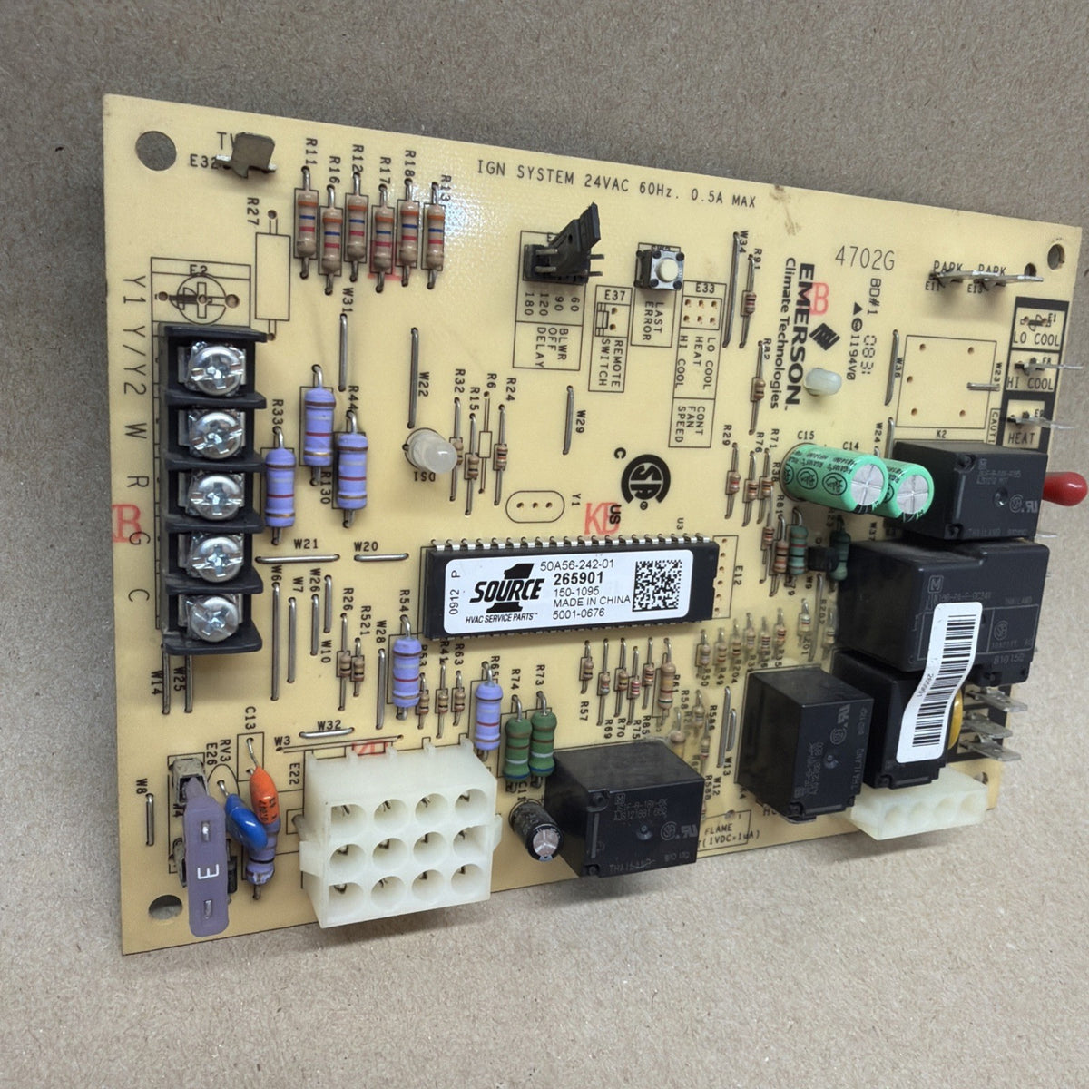 ✅ Source1 York Luxaire 265901 Furnace Control Board Emerson 50A56-242-01