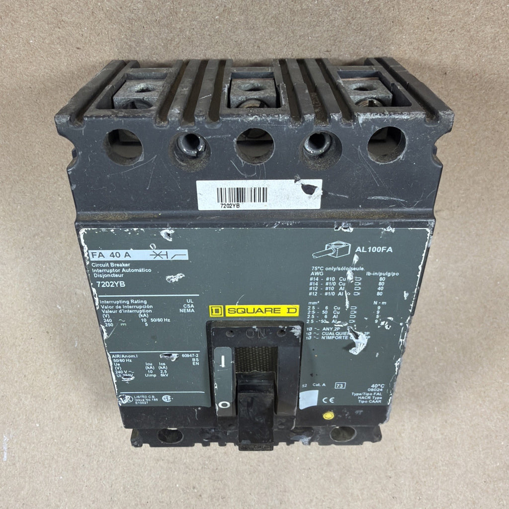 TESTED🔥 SQUARE D FH 100 A 3 pole 40amp 600v Molded Case Switch 7202YB