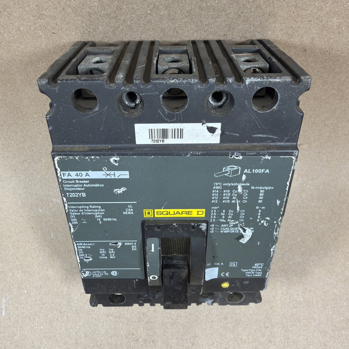 TESTED🔥 SQUARE D FH 100 A 3 pole 40amp 600v Molded Case Switch 7202YB