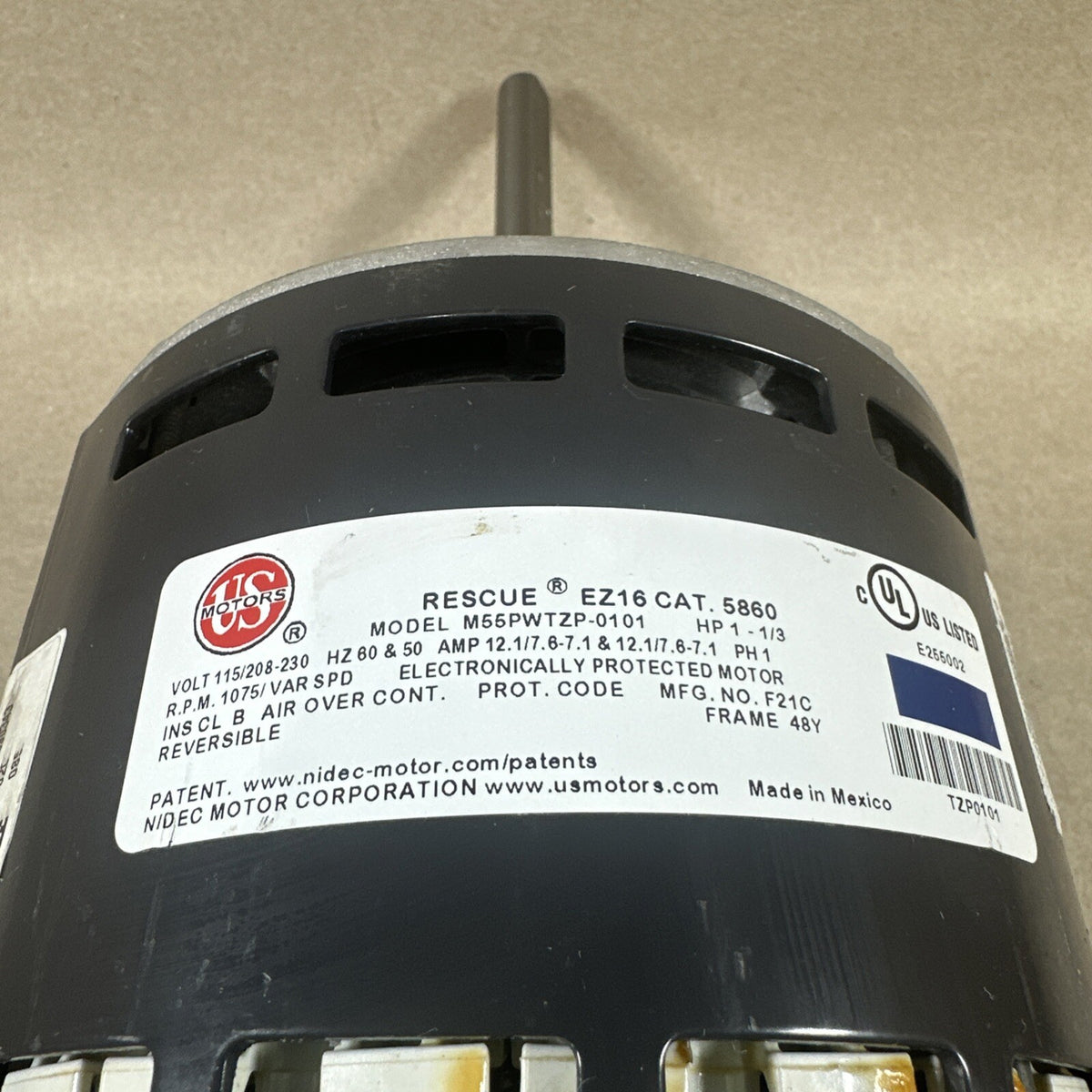 Rescue EZ16 1/3-1 hp 1075 RPM 115/208/230V M55PWTZP-0101 L266ZA0031380 (I78)