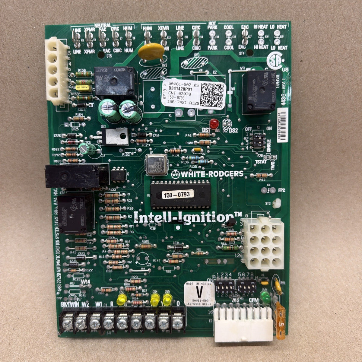 ✅  50V61-507-05 TRANE White Rodgers Furnace Control Board D341420P01