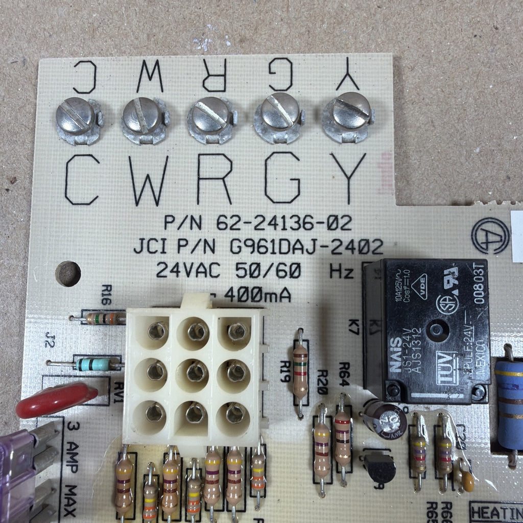 🔥🔥 Rheem 62-24136-02 Johnson Controls G961DAJ-2402 Furnace Circuit Board