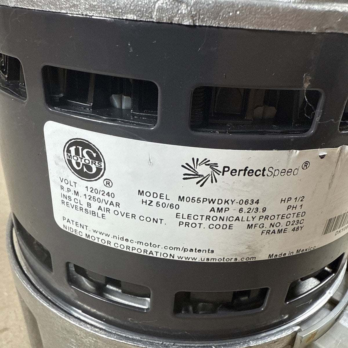 US Motors NIDEC M055PWDKY-0634 ECM PerfectSpeed Blower Motor 1/2HP 120/240V (#55