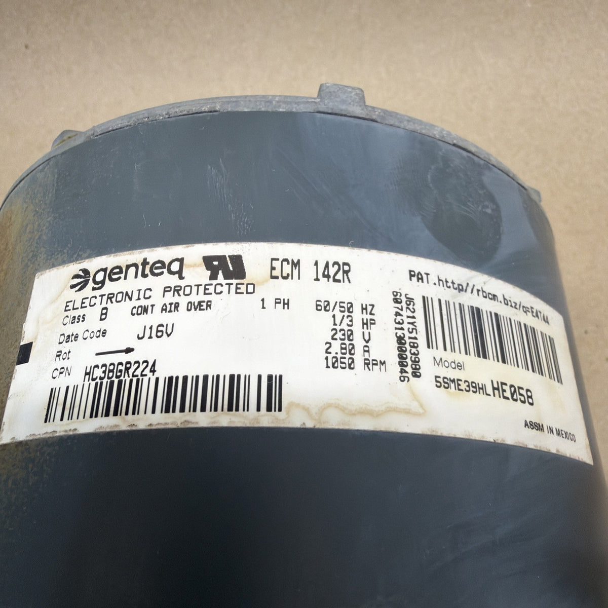 TESTED✅ GENTEQ ECM 142R HC38GR224  GN01 230V Blower Motor  5SME39HLHE058