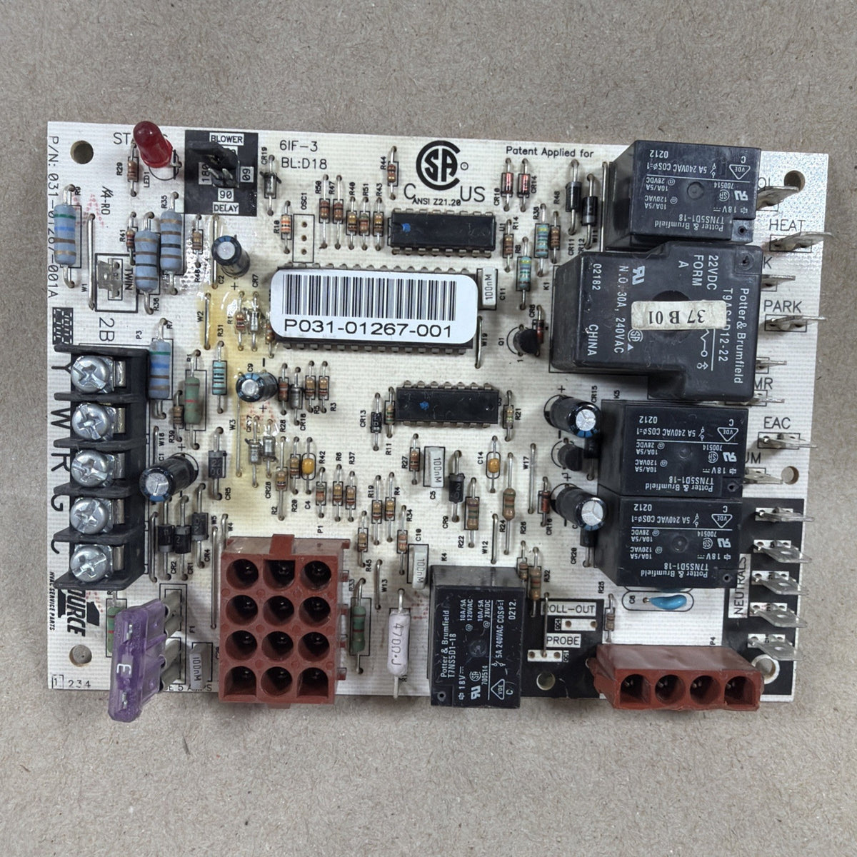 🔥 York Coleman P031-01267-001 Furnace Circuit Board SOURCE1 031-01267-001A (C64