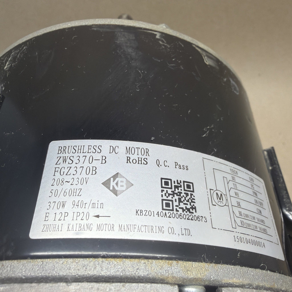 TESTED✅. ZWS370-B  FGZ370B, 208/230V - DC Brushless Blower Motor - ECM