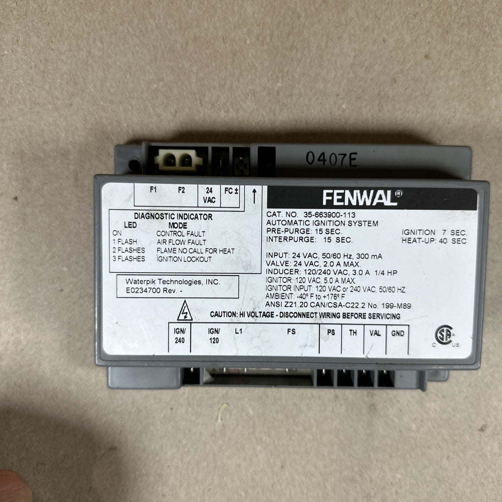 TESTED 🔥 FENWAL 35-663900-113 Automatic Ignition System E0234700. (H13)