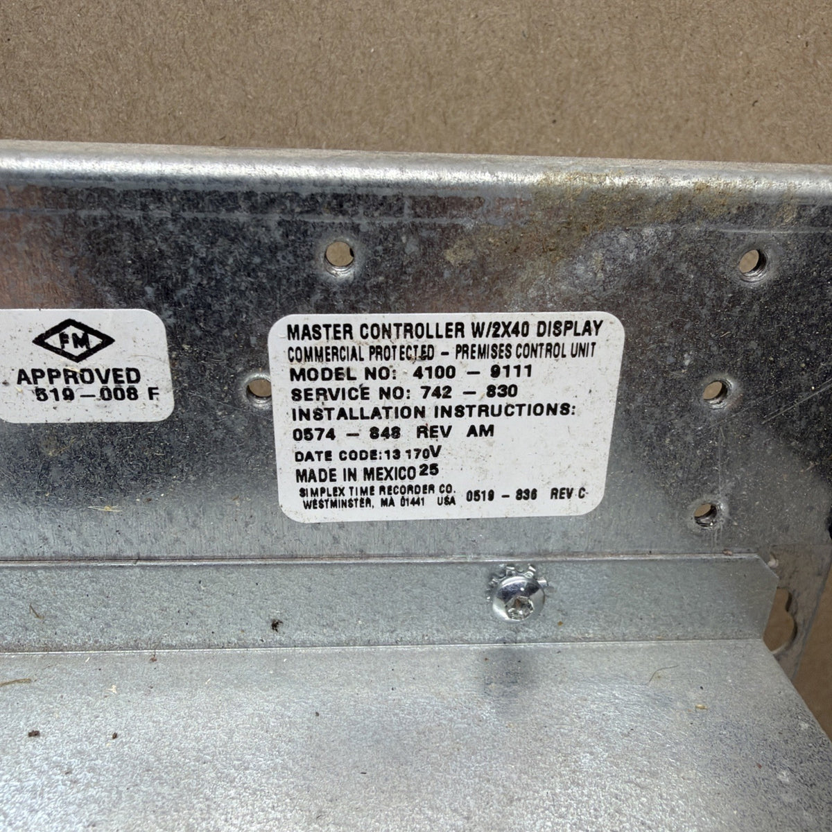 TESTED✅ Simplex 742-830 Master Operator Interface for 4100U/ES Panel 4100-9111