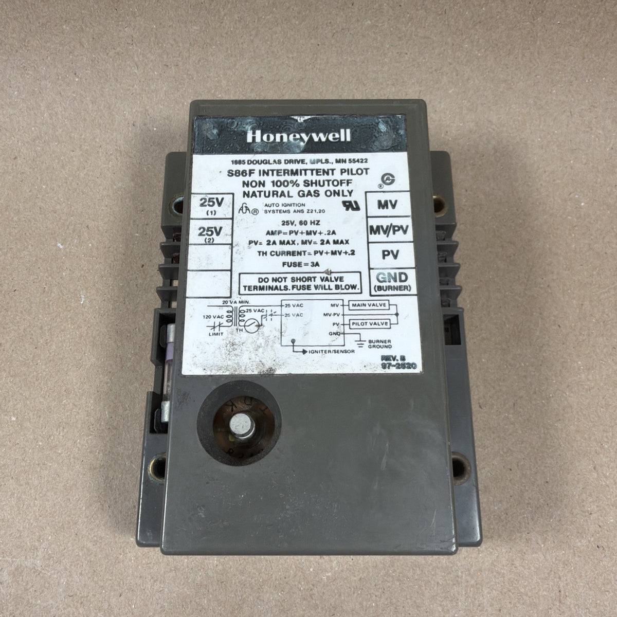 🔥🔥 Honeywell S86F Intermittent Pilot Control Non 100% Shutoff Nat. Gas 25V
