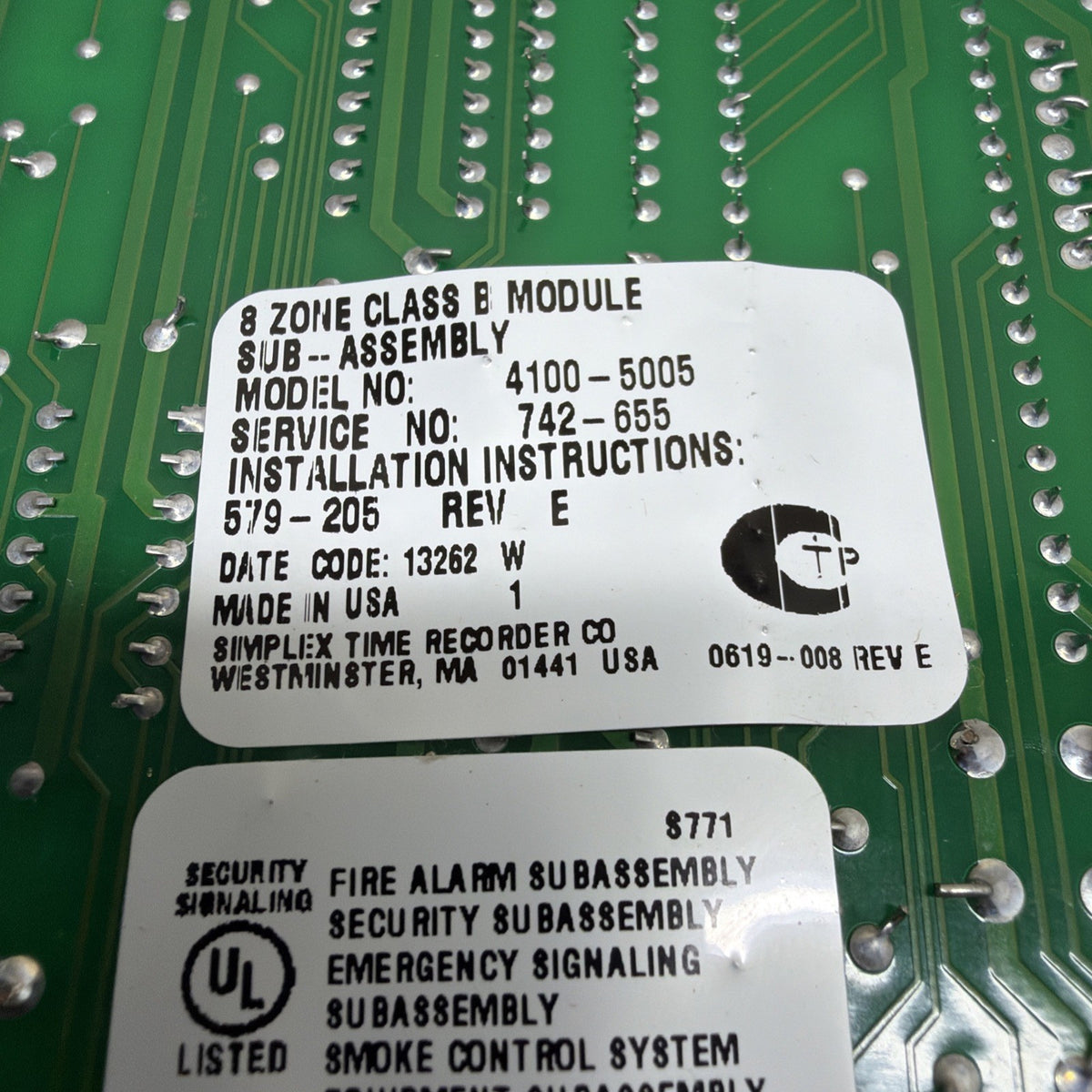 TESTED✅  Simplex 4100-5005 8-Point Monitor/Security Board for 4100 Panel