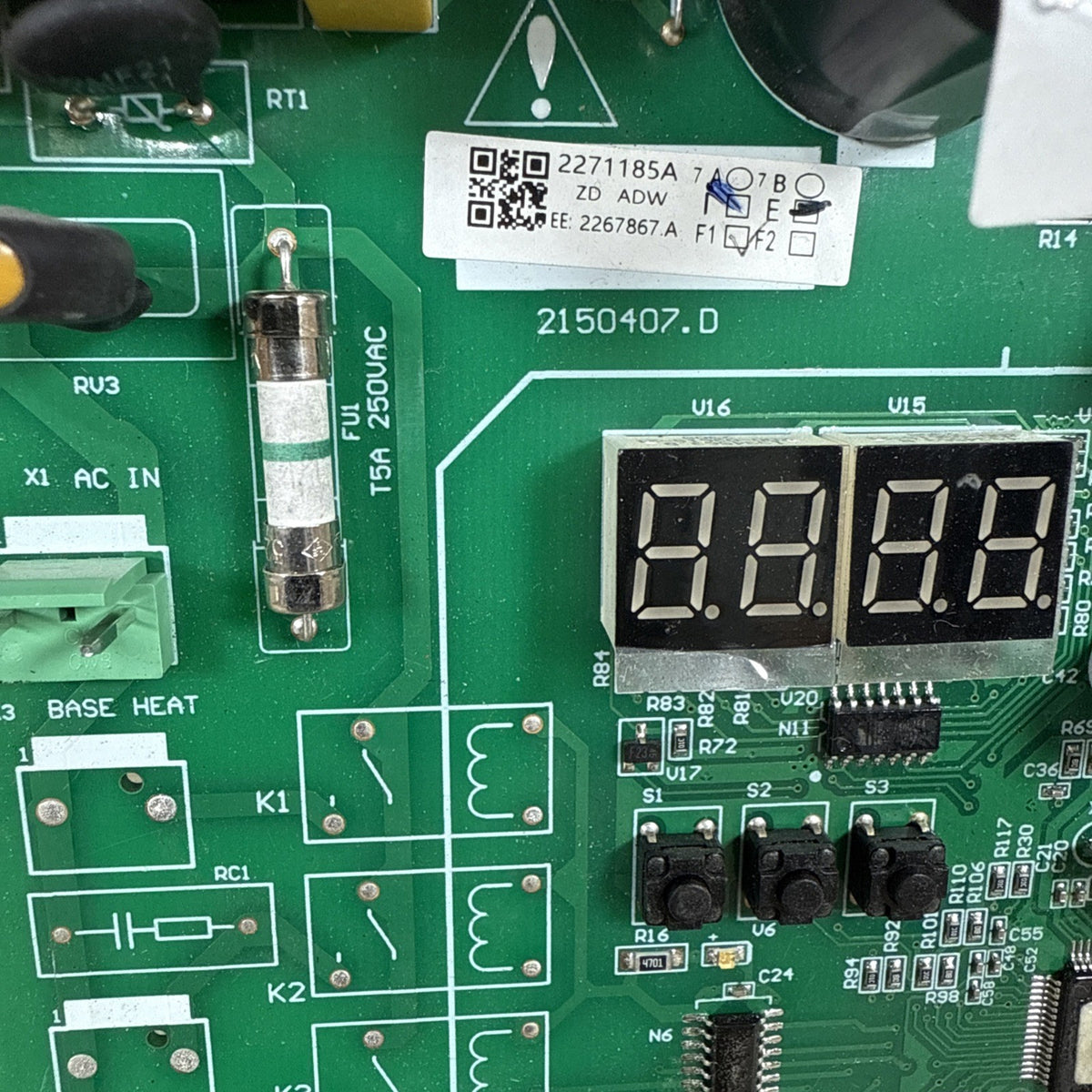 TESTED!! York 2271185A HVAC Display Circuit Board KA9HU 2267867 (L7)