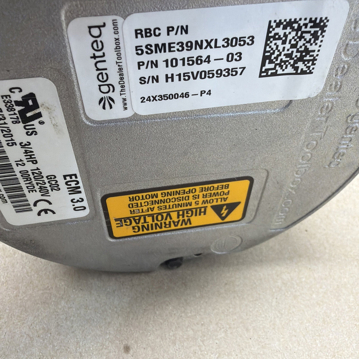 TESTED🔥 5SME39NXL3053 Genteq ECM 3.0 Blower Motor 3/4HP 101564-03 GC02