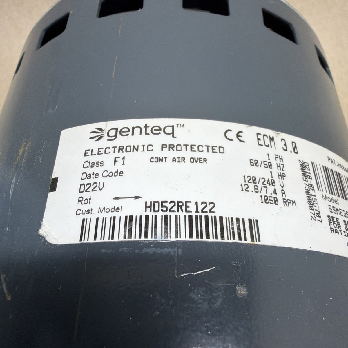 TESTED✅.  Genteq ECM 3.0 HD52RE122 Blower Motor 5SME39SXL3046 GC07  1HP