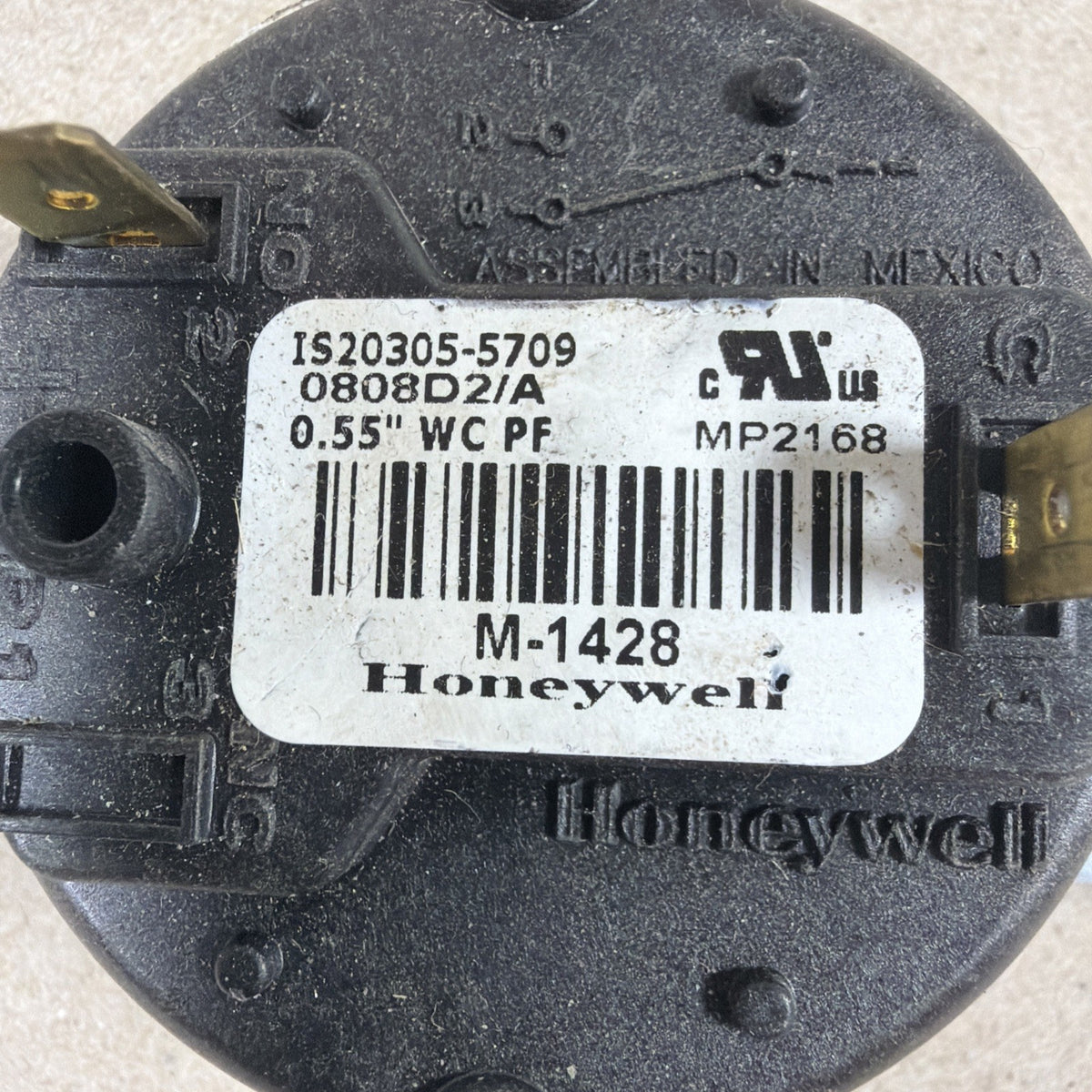 🔥🔥. Pressure Switch |  IS20305-5709. Honeywell  M-1428.  0.55” WC PF. (Bin C)