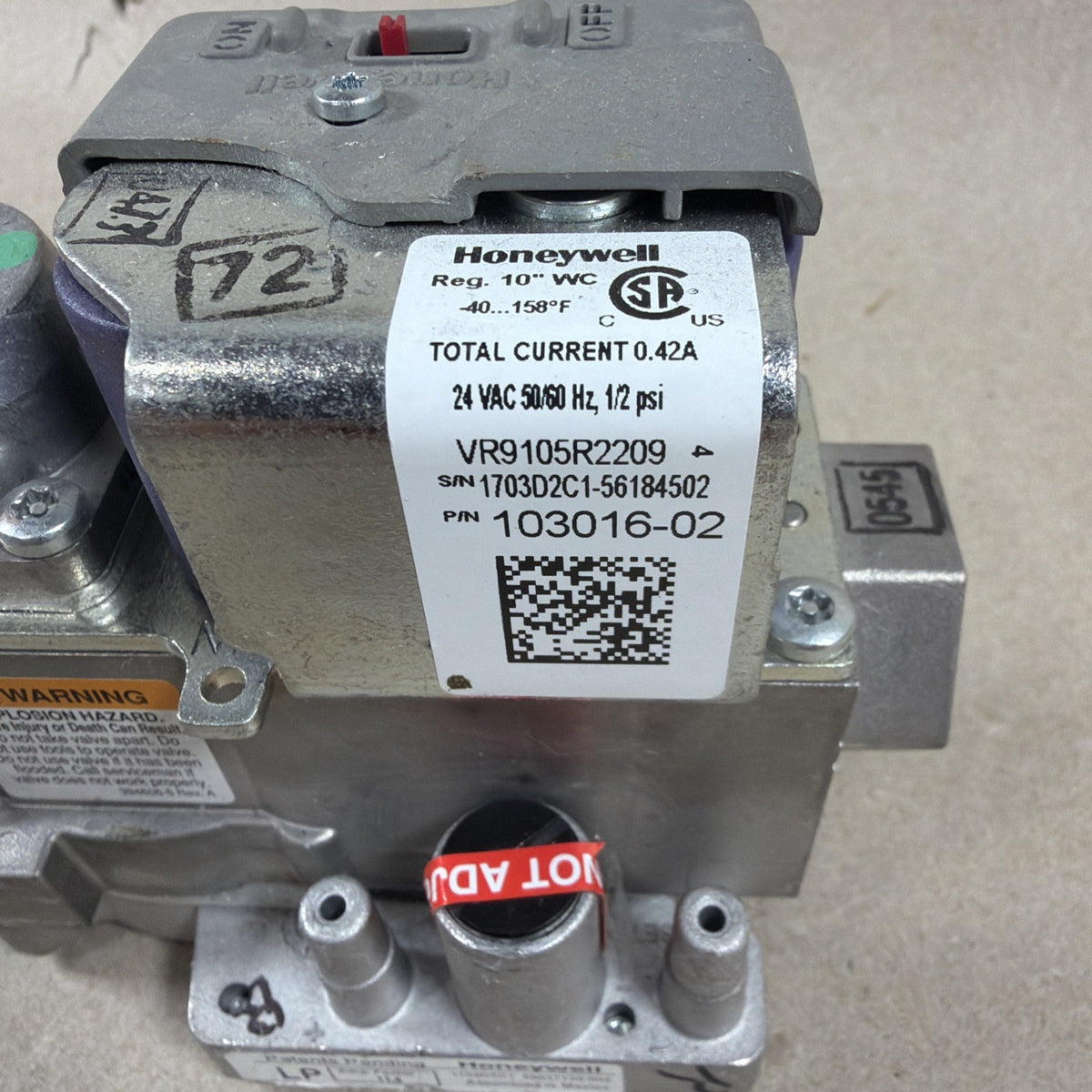 TESTED🔥🔥 Honeywell LP Modulating gas valve VR9105R2209 Lennox 103016-02 72W35