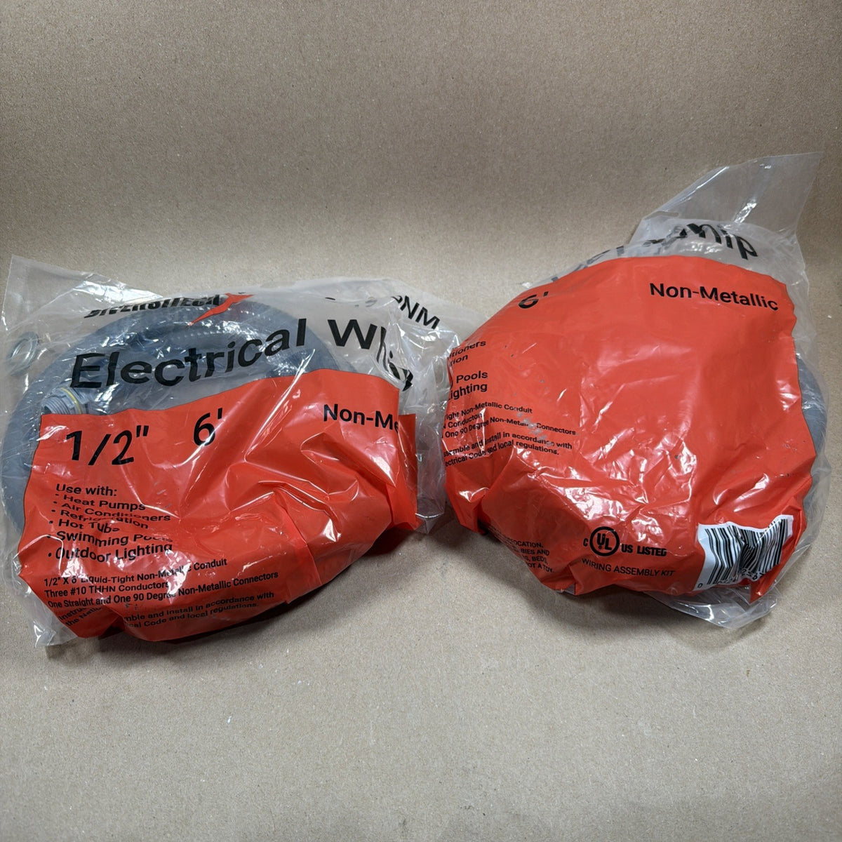 (LOT 2) DiversiTech Flexible Electrical Whip Non-Metallic 12 AWG PVC 1/2" 6 ft