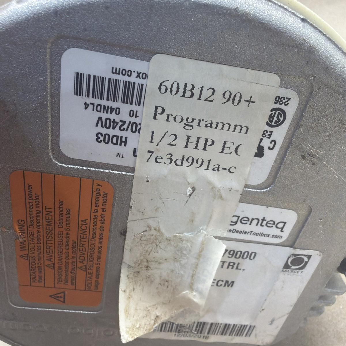 🔥 Genteq Eon 5SBA39GLV5507 Programmable Motor 1/2hp 115V D344734P38 HD03