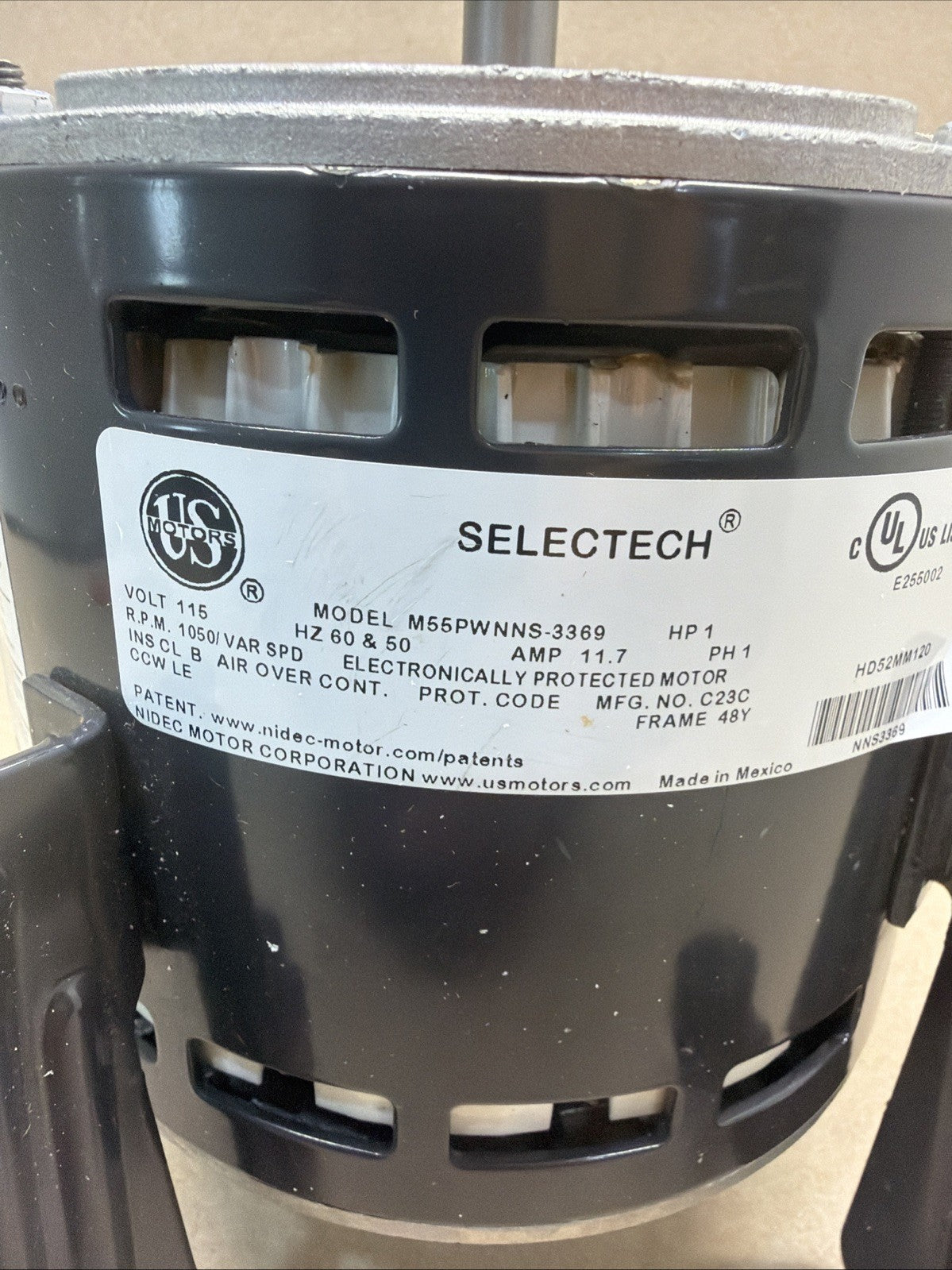 TESTED✅ OEM X13 Furnace Blower Motor 1 HP SelecTech M55PWNNS-3369 HD52MM120