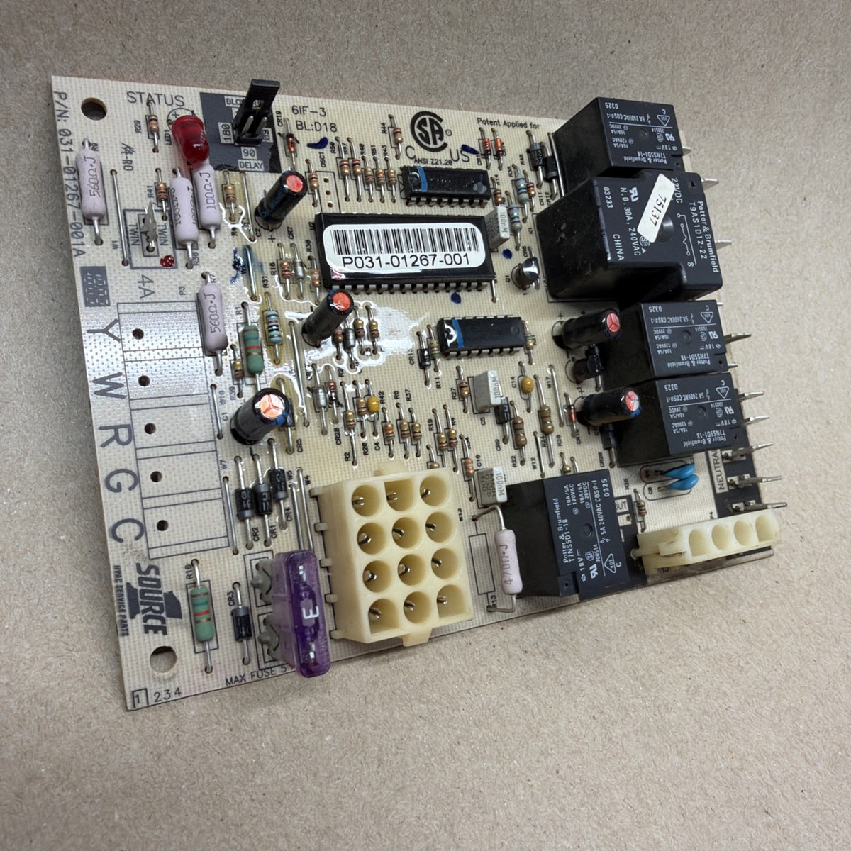 🔥 York Coleman P031-01267-001 Furnace Circuit Board SOURCE1 031-01267-001A
