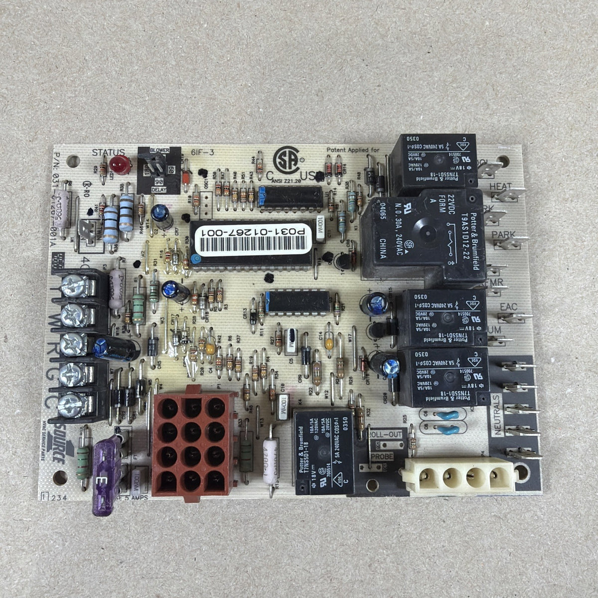 🔥 York Coleman P031-01267-001 Furnace Circuit Board SOURCE1 031-01267-001A