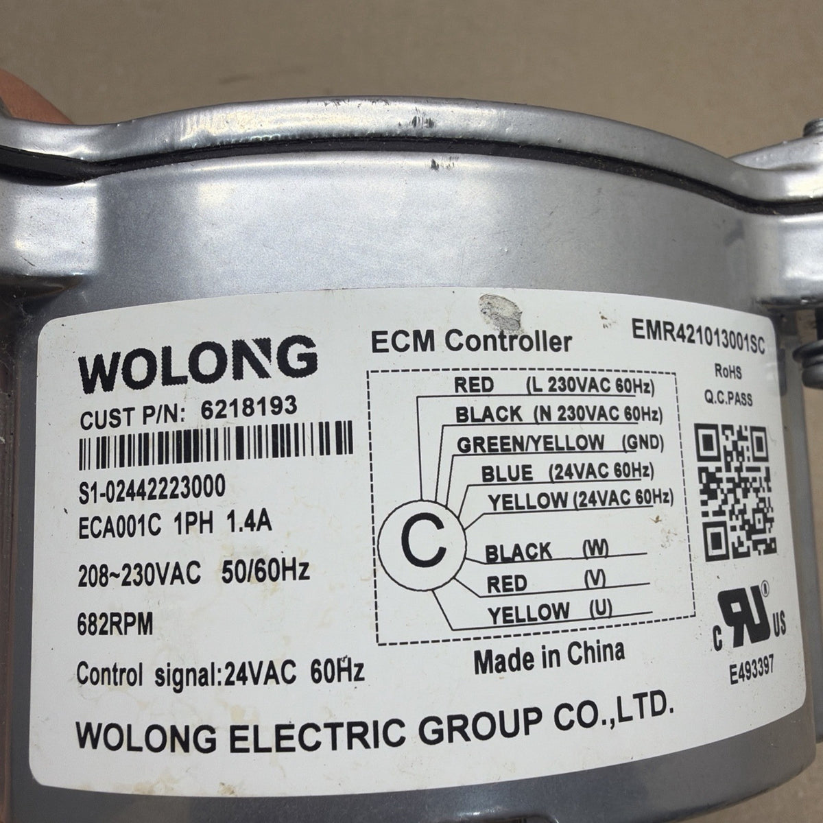 York ZWB4710L03A, EMR421013001SC, 6218193, S1-02442223000, Condenser Fan Motor