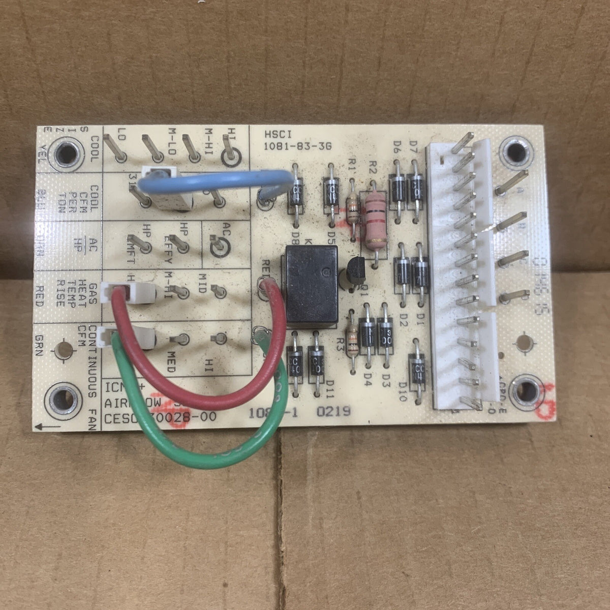 TESTED!!  Carrier Bryant Airflow Sensor Board 1081-83-3G CES0130028-00  1081-1