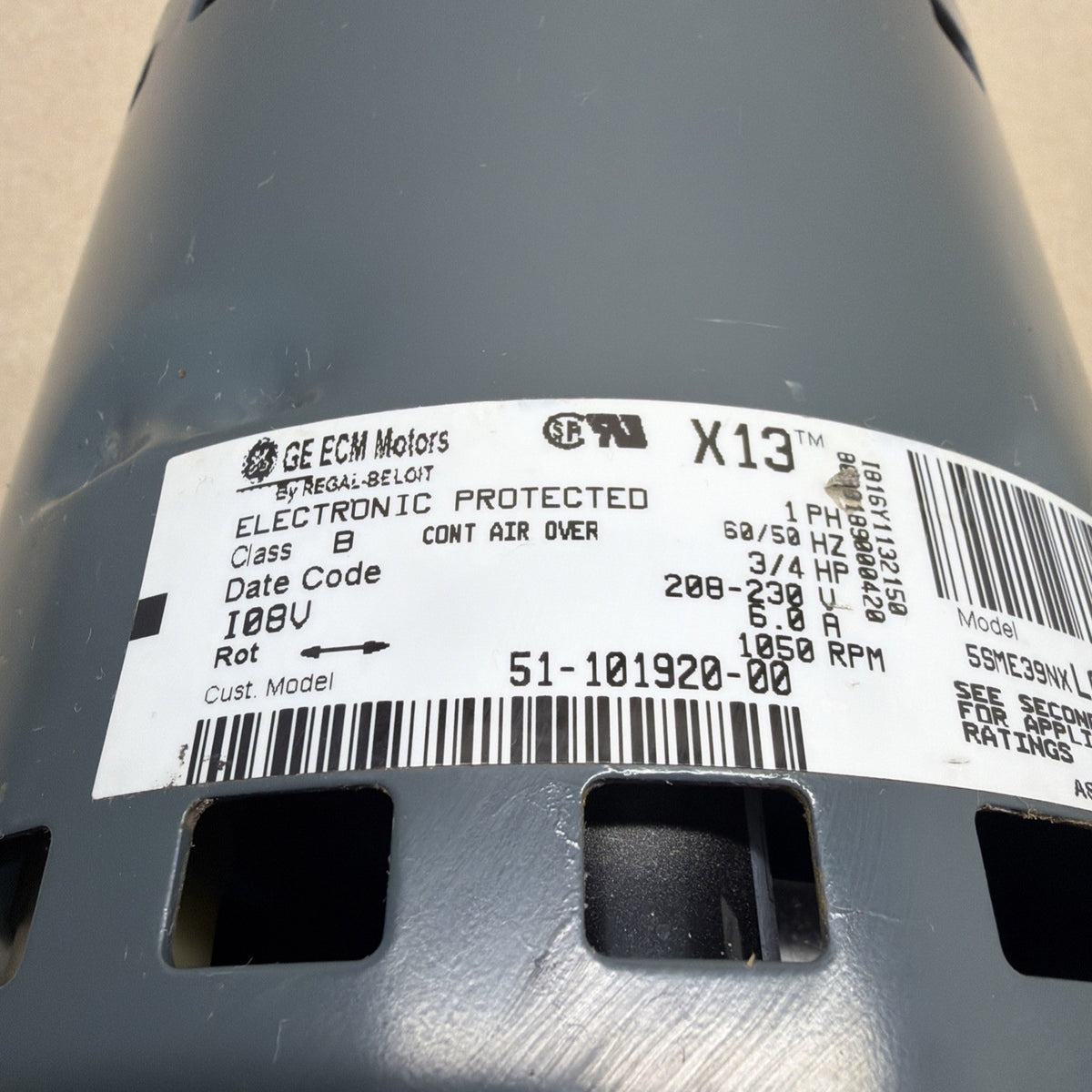 TESTED🔥 Genteq 3/4HP 230V Blower Motor 5SME39NXL027A 51-101920-02R-03 FM18