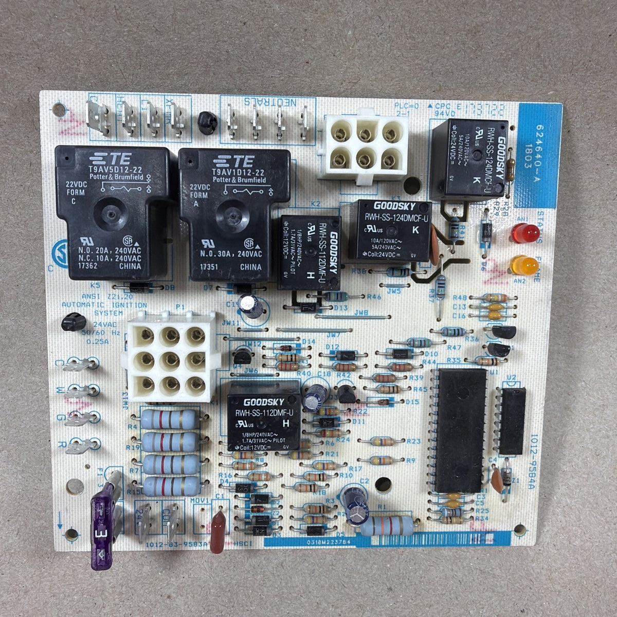 TESTED🔥 624640-A Furnace Control Circuit Board 1012-83-9583A.   1012-9584A