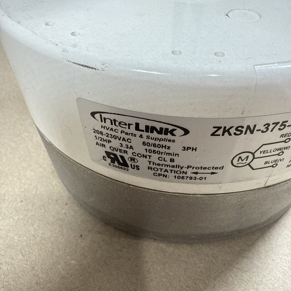 InterLink ZKSN-375-8-1 Programmable Blower Motor 208-230VAC 1/2HP 105793-01 MT27