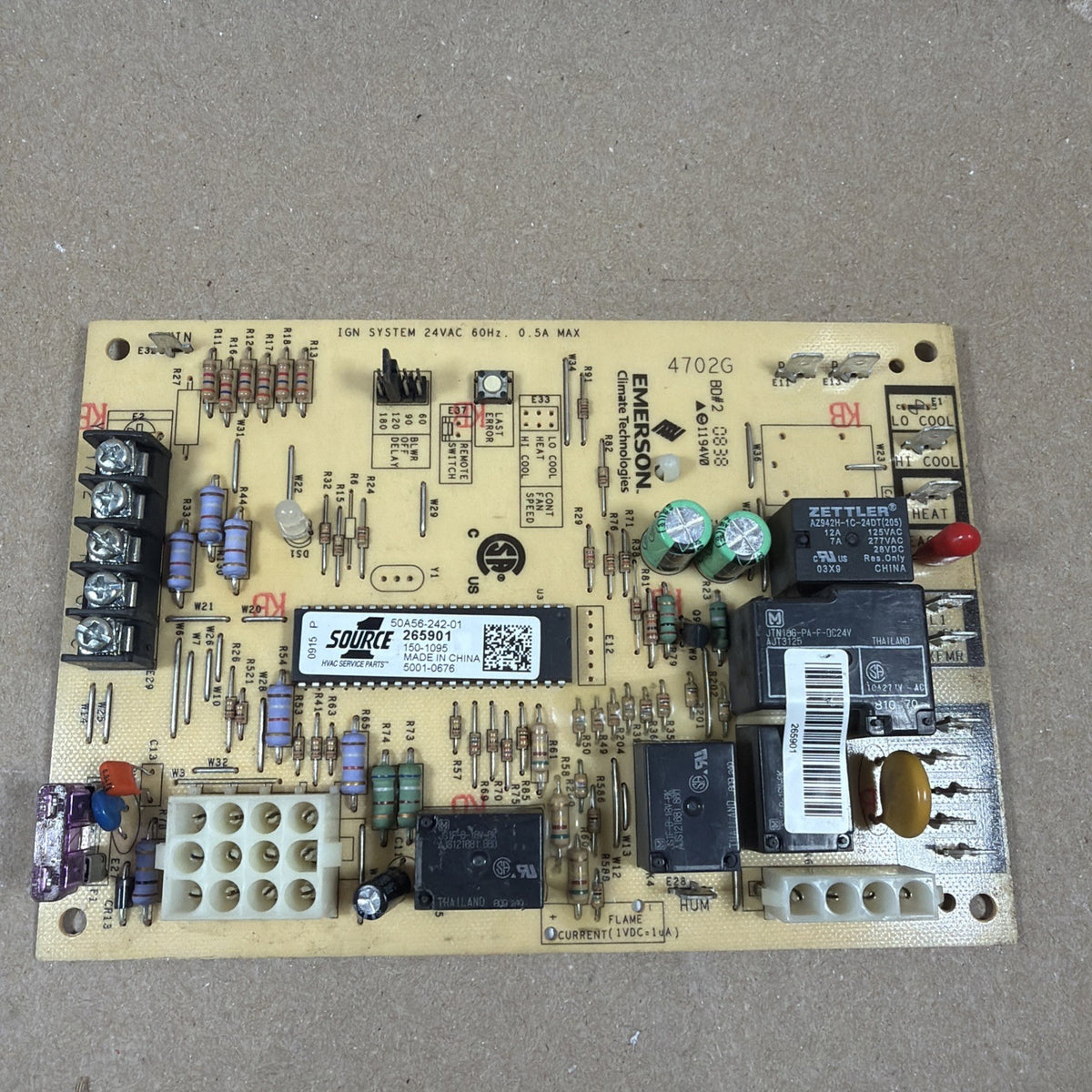 🔥🔥 Source1 York Luxaire 265901 Furnace Control Board Emerson 50A56-242-01
