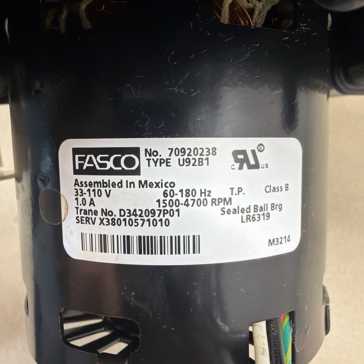 TESTED✅ FASCO 70920238 Furnace Draft Inducer Blower Motor Assembly D342097P01
