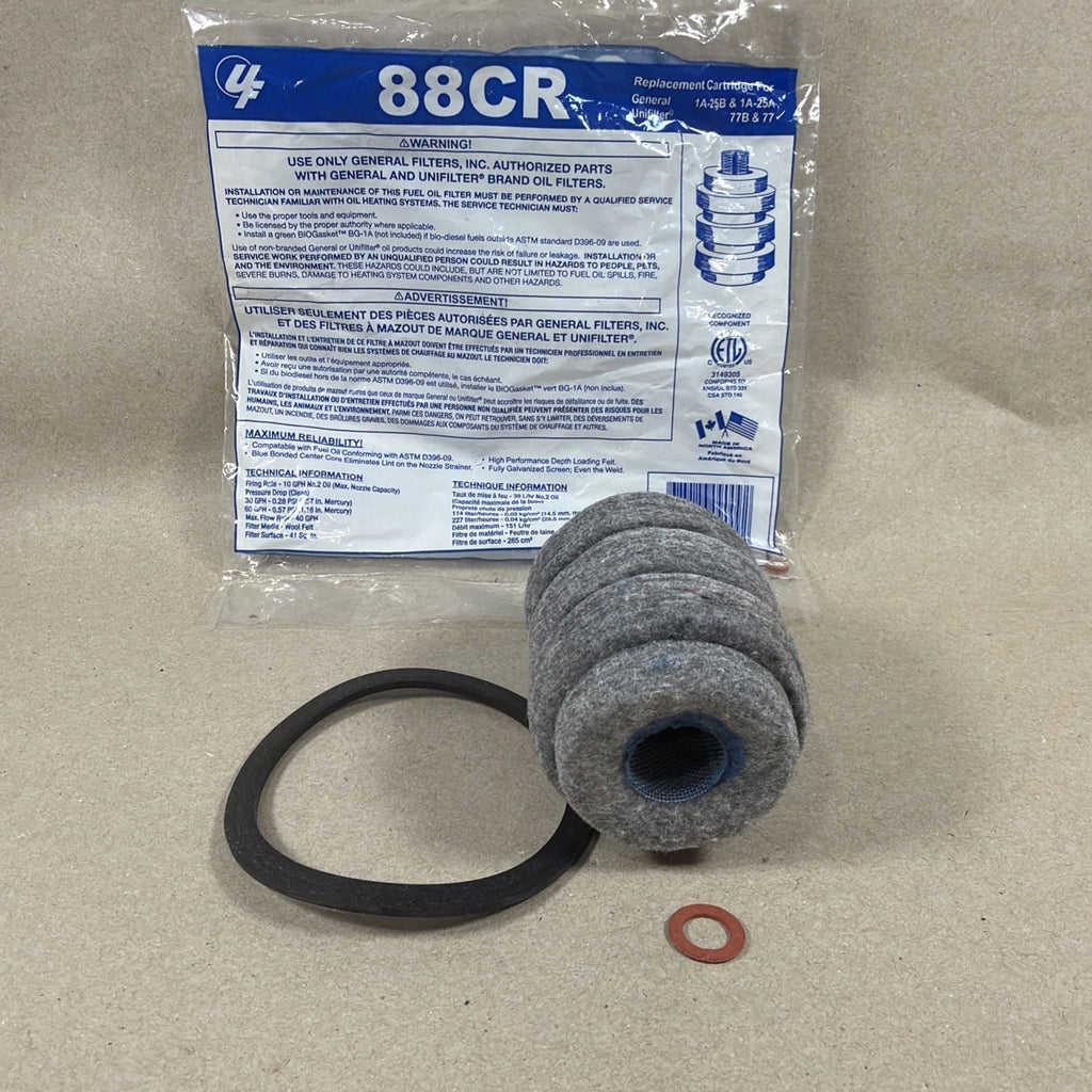 Filter 88CR Replacement Cartidge for 1A-25B&1A-25A 77B and 77 General Unifilter